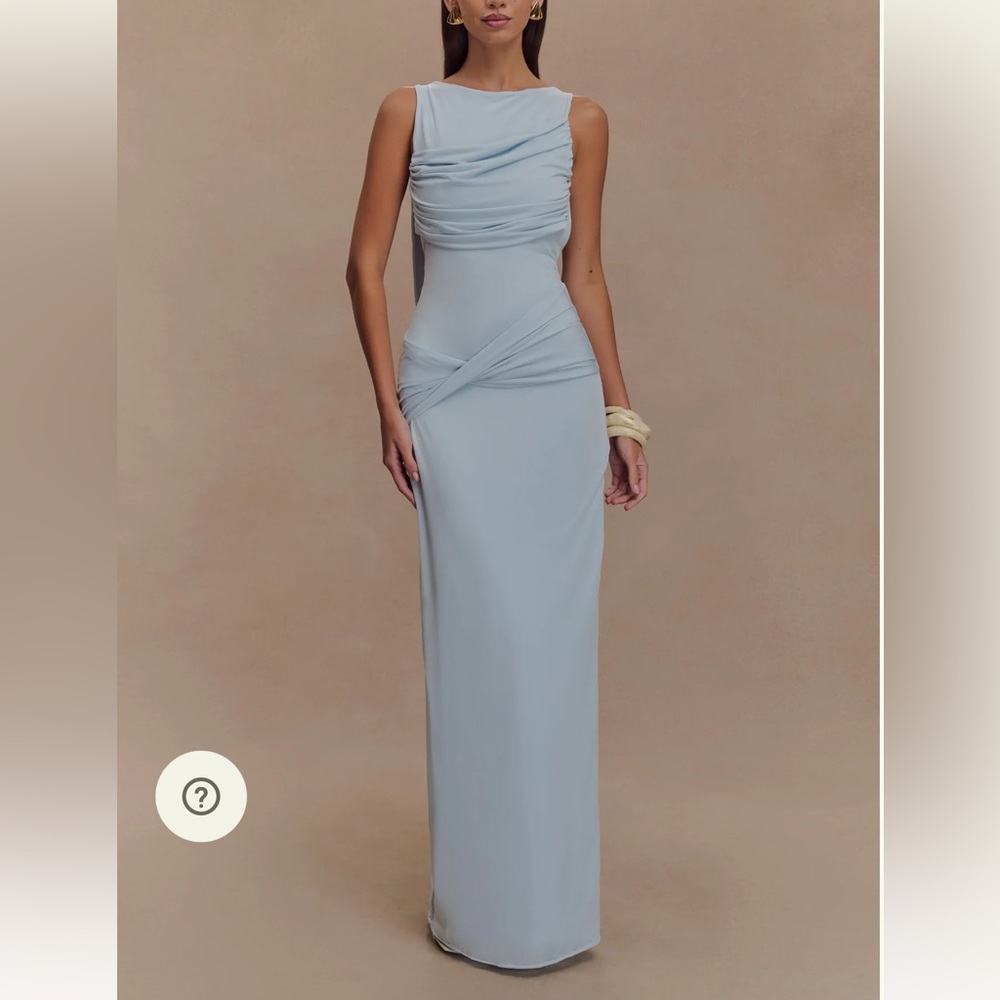 *brand new, never worn, Meshki Henley: Drape Maxi Dress, Light Pale Blue Dress
